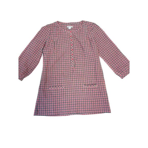 Lacoste Red Blue Plaid Tunic Top 38 US small 6 - Picture 3 of 5